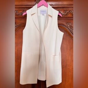 Katherine Barclay Montreal Cream Collared Lapel Sleeveless Midi Vest